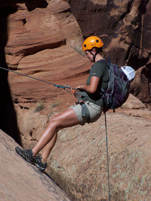 Rappelling in Moab